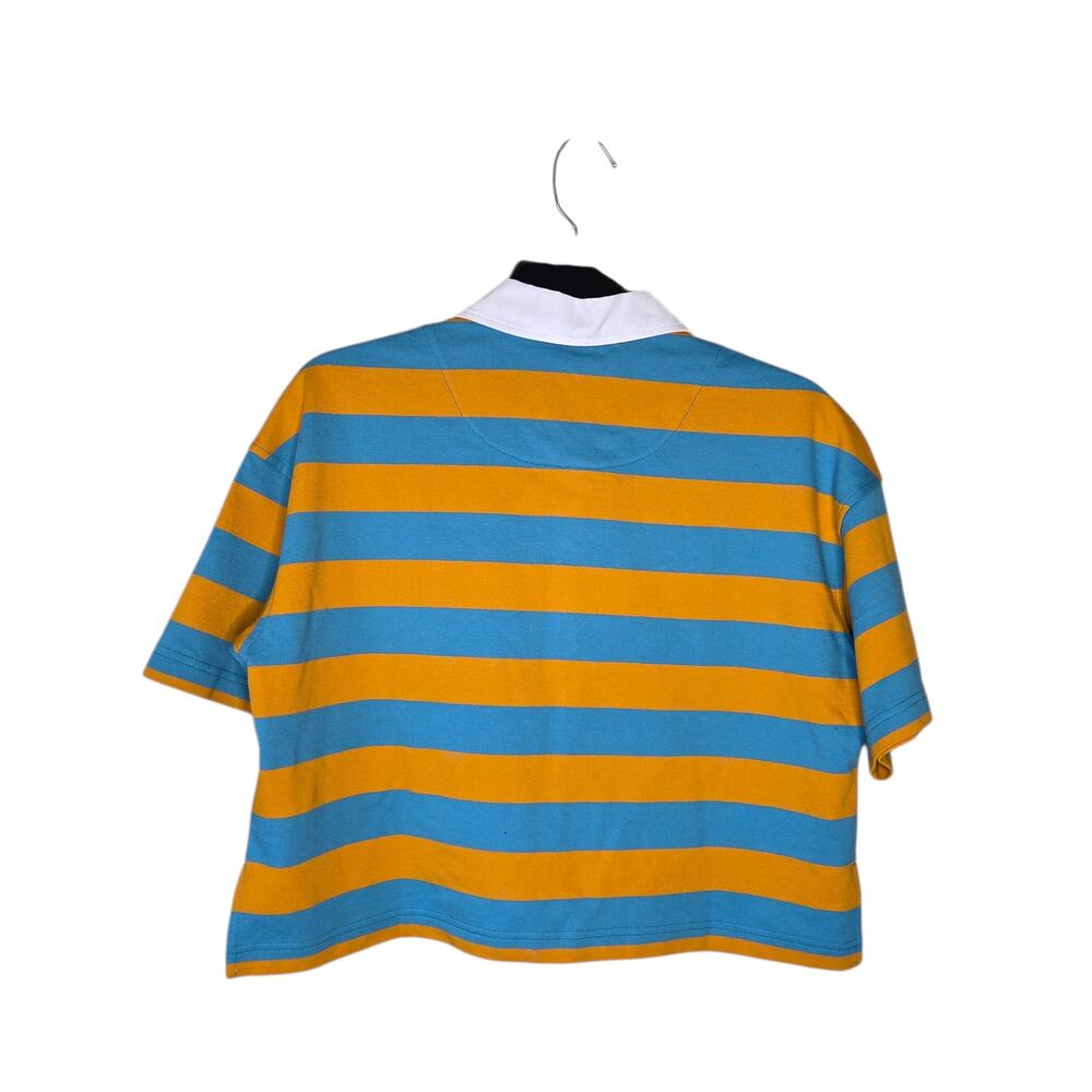 NEW Wildfang Womens Striped Knit Rugby Boxy Top Small Teal Orange - Picture 9 of 9